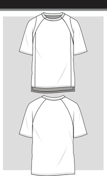 Raglan t-shirt flat sketch sports wear vector