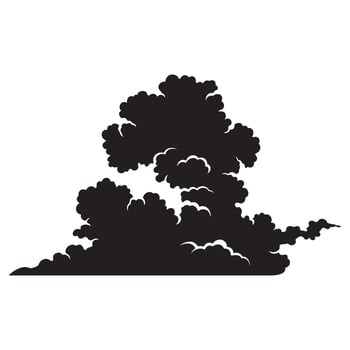 Simple black cloud silhouette isolated on white background for decorative design elements vector