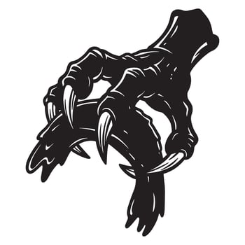 Spooky silhouette of a monster claw with sharp talons on a clean white background vector