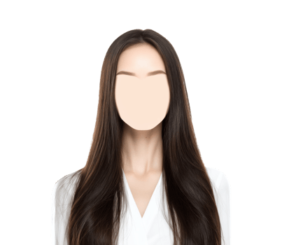 Elegant woman in a white blouse, long hair, no features png