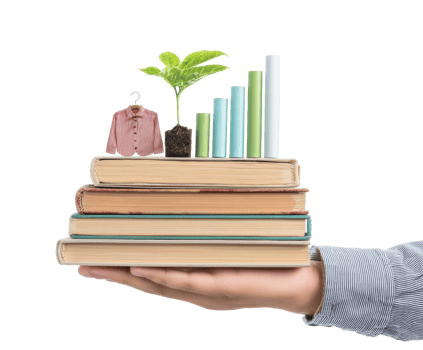 Creative ideas for sustainable living with books and green growth png