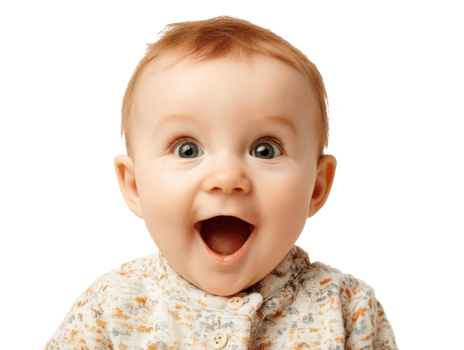 Joyful baby expressing happiness with bright eyes and smile png