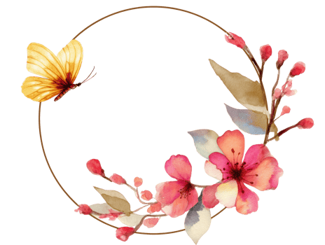 Flower wreath with butterfly for spring celebration design png