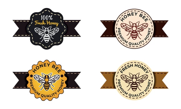 Honey Bee Label Template Collection - Vintage and Modern Designs for Organic Product Packaging vector