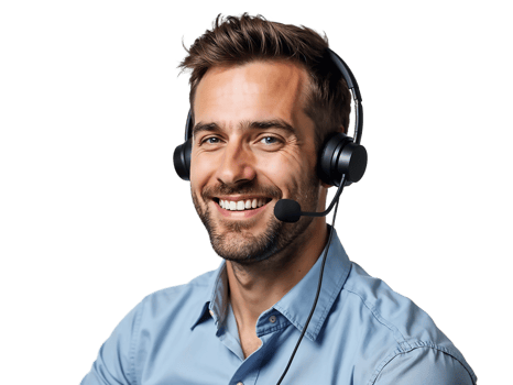 A smiling man wearing a headset png
