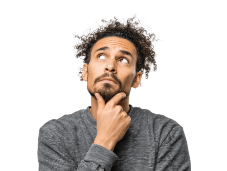 Man pondering deep thoughts in casual clothing indoors png