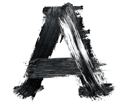 Bold letter A painted with black brush strokes for design png