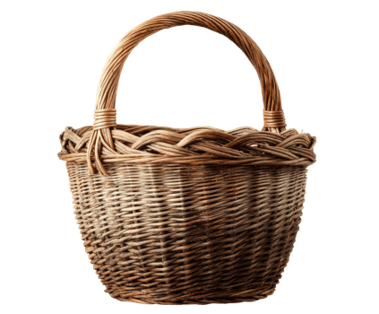 Woven basket for storage and decoration in rustic style png