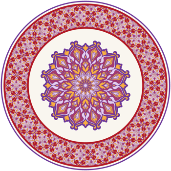 Plate pattern, round ceramic, round carpet, vintage mandala flower, transparent background png