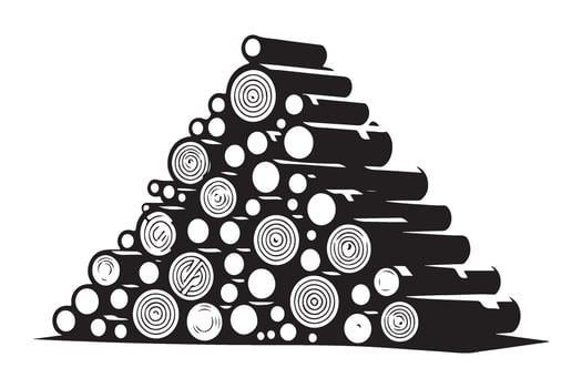 Pile of Wood Silhouette Illustration For Forestry And Lumber vector
