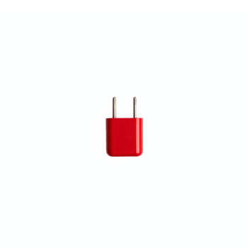 Red Electrical Plug Two Prong Connector Isolated on Blue Background Transparent Clipping Path png