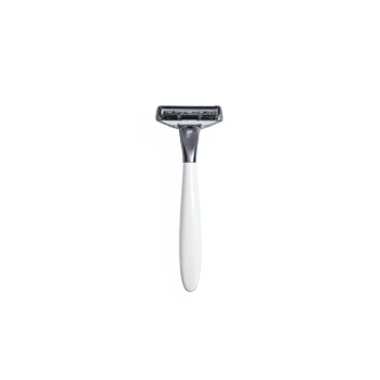 Classic Razor with White Handle for Shaving Grooming Personal Care Transparent Background Clipping Path png