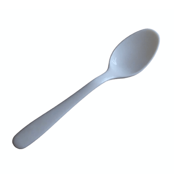 White Plastic Spoon with Smooth Handle and Rounded Bowl on Transparent Background Clipping Path png