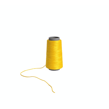 Yellow Thread Spool with Loose End Sewing Material on Transparent Background Clipping Path png