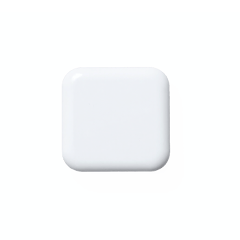 White square rounded pill with smooth surface isolated on light blue background clipping path png