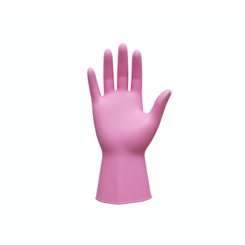 Pink Protective Cleaning Glove Isolated on Light Blue Background Transparent Clipping Path png