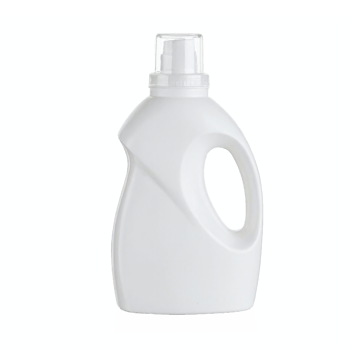 White Plastic Detergent Bottle with Handle and Cap Transparent Background Clipping Path png