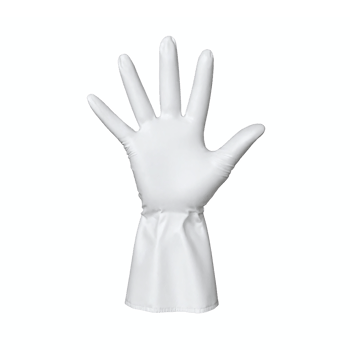 White Protective Glove Open Palm Raised Hand Isolated on Transparent Background Clipping Path png