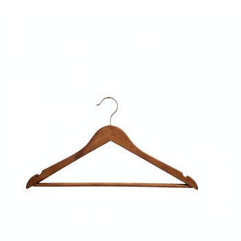 Wooden Clothes Hanger with Metal Hook on Transparent Background Clipping Path png