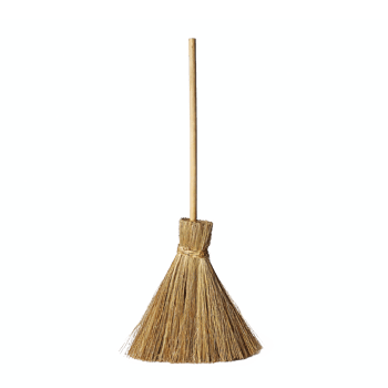 Traditional Straw Broom with Wooden Handle Cleaning Tool Transparent Background Clipping Path png