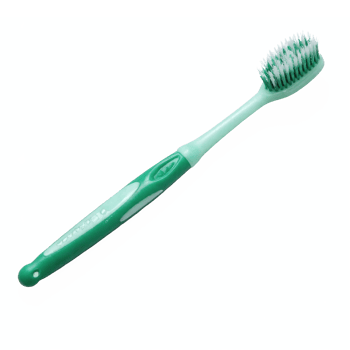 Green Toothbrush with Soft Bristles for Oral Hygiene Cleaning on Transparent Background Clipping Path png