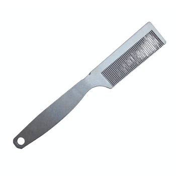 Gray Plastic Hair Comb with Fine Teeth and Handle Transparent Background Clipping Path png