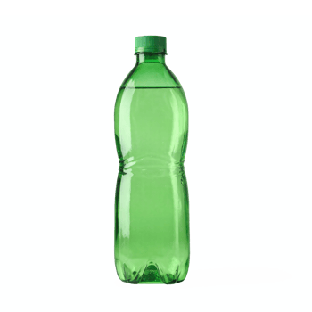 Green Plastic Bottle with Cap Filled with Water Transparent Background Clipping Path Included png