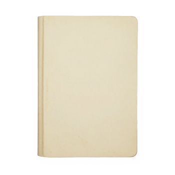 Blank beige hardcover book with rounded corners on white background transparent clipping path png