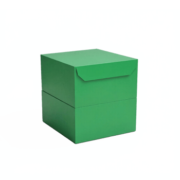 Green cardboard gift box with lid closed isolated on transparent background clipping path png