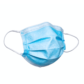 Blue Medical Mask Protective Face Covering with Ear Loops on Transparent Background Clipping Path png