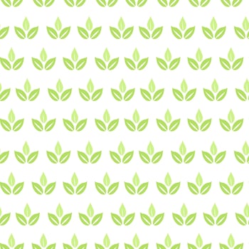Green leaves icon, herb seamless pattern on white background, simple graphic pictogram illustration, eco friendly organic concept art, flat label element for logo, vegan, save energy and self care vector