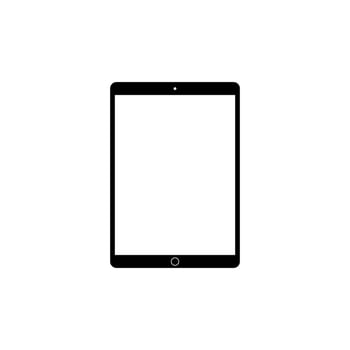 Tablet Computer Silhouette, can use for Pictogram, Logo, Apps, Mock Up, Sign, Icon, Symbol or Graphic Design Element. Flat and BW Style vector