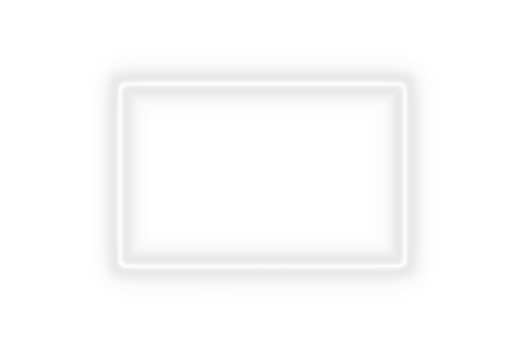 Bright white neon glowing rectangle frame border with empty space and light effect on transparent background for modern design, banner, advertising, template or poster png