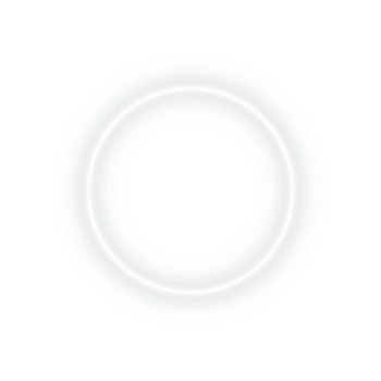 Bright white neon glow circular ring circle frame border with empty center space and glowing light effect on transparent background for abstract futuristic digital design png