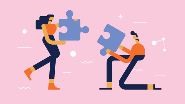 Collaboration between two office colleagues vector