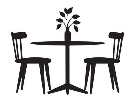 Simple Black Silhouette of a Two-Person Dining Set vector