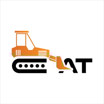 Unique Machinery Brand Icon Featuring a Bulldozer and Bold Lettering, Representing Heavy Equipment and Construction Industries, Modern Logo Design with a Distinctive Visual Identity vector