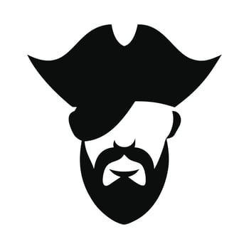 Pirate Portrait Silhouette Design, Pirate Head Clipart with Mustache Hat vector