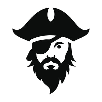 Bearded Pirate Face Cut Out Design vector
