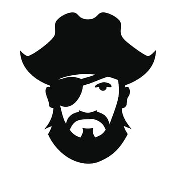 Pirate face with eye patch and hat isolated on white background vector
