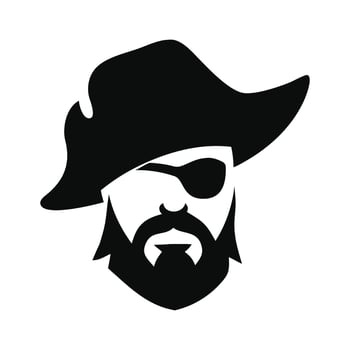 Pirate Face with Beard and Hat vector
