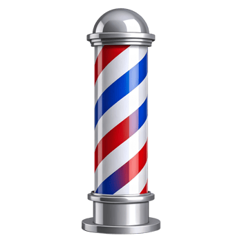 barber pole with red, white and blue stripes on transparent background png