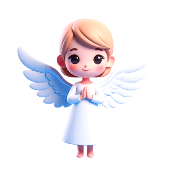 3d Angel character with wings on transparent background png