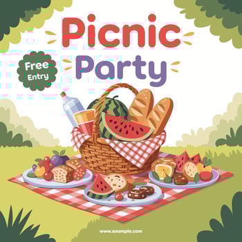 Colorful picnic basket with fruits vector