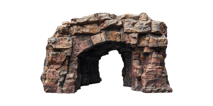Rocky Cave Entrance. Natural Stone Archway For Adventure And Exploration Themes Isolated On Transparent Background png
