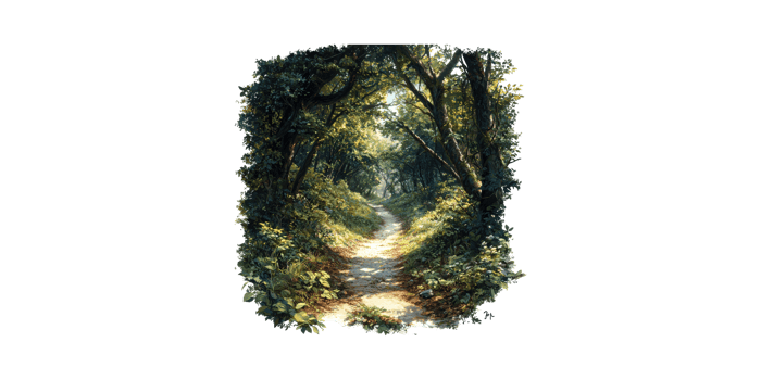 Forest Pathway Surrounded By Lush Greenery. Tranquil Nature Scene Inviting Exploration Isolated On Transparent Background png