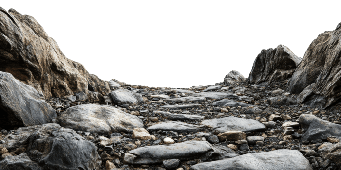 Rocky Mountain Pathway With Rugged Terrain. Adventure And Exploration In Natural Landscape Isolated On Transparent Background png