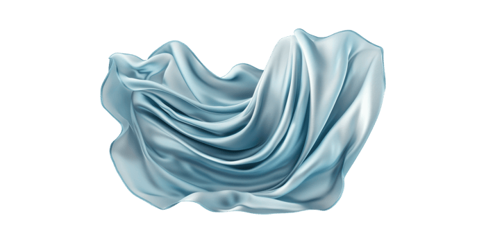 Flowing Blue Silk Fabric. Elegance And Luxury In Textile Design Isolated On Transparent Background png