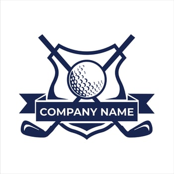 Golf Club Emblem with Crossed Clubs Ball and Company Name Banner vector