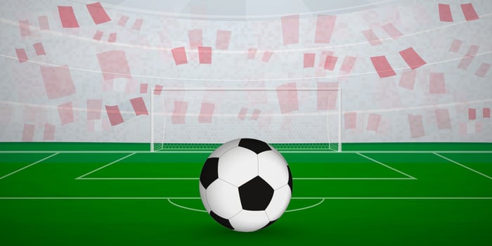 Peruvian Football Arena Full of Fans with National Flags, Sports Event Illustration. vector